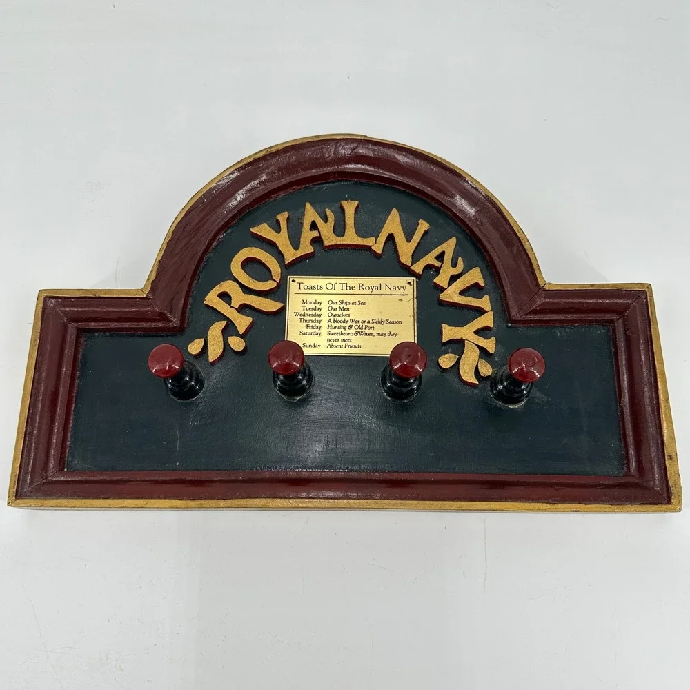 Authentic Models Royal Navy Toasts Wooden Wall Coat Rack Nautical Decor